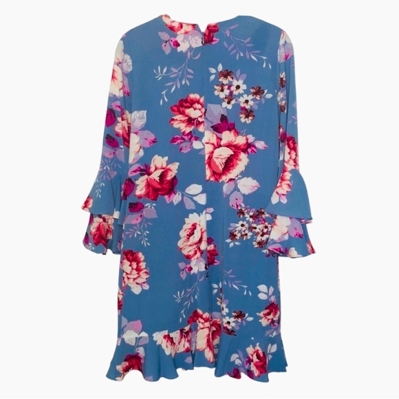 NWT JILL Stuart Floral Bell-Sleeve Ruffled Dress Rose Print Sheath Women's Dress - Picture 5 of 7